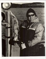 Gary Ridout piloting the Henley - the vessel used for fall lake trout tagging