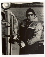 Super tech at the helm Gary Ridout piloting the Henley - the vessel used for fall lake trout tagging